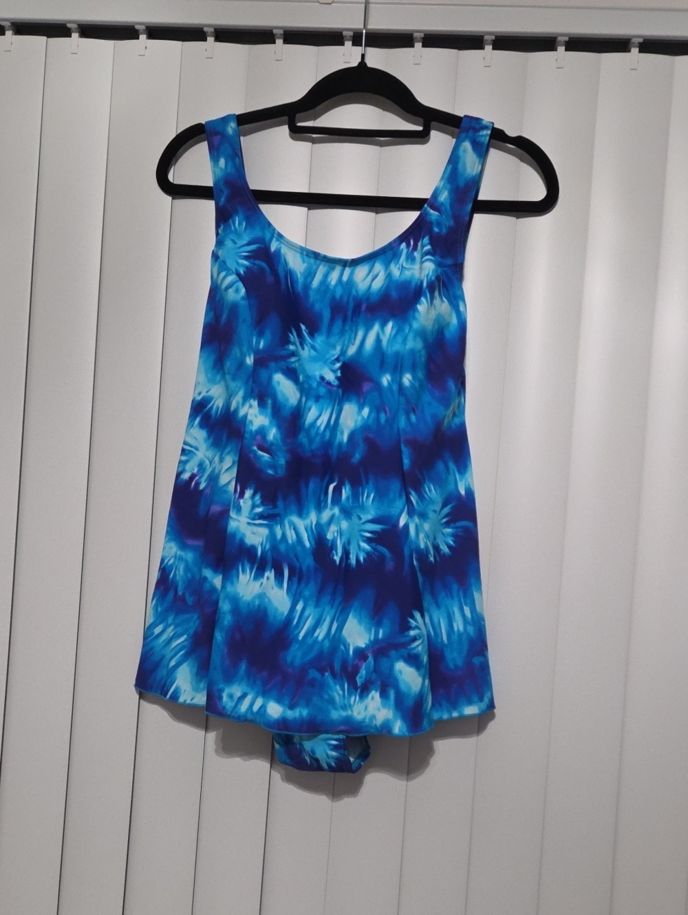 Womens Blue Tie-Dye One-Piece Swimdress - Brand